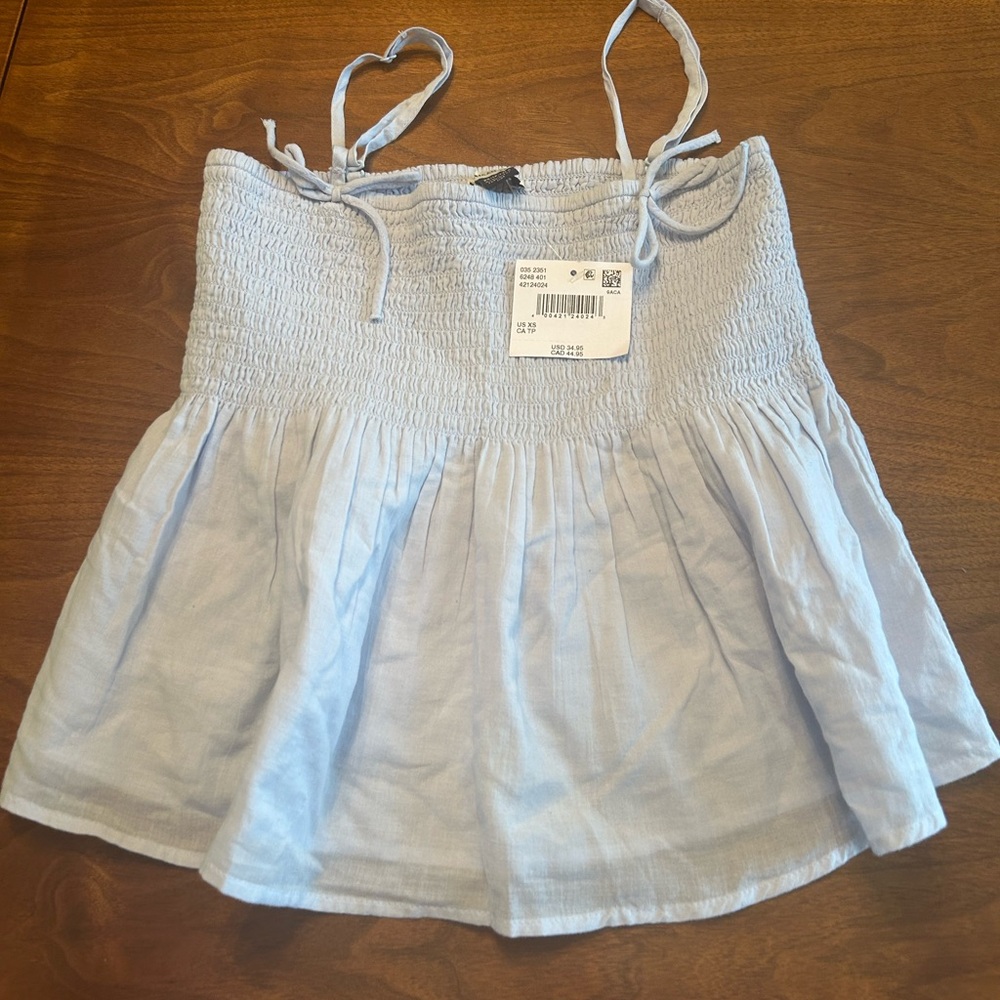 NWT American Eagle Outfitters Babydoll Light Blue Smock Top Size XS